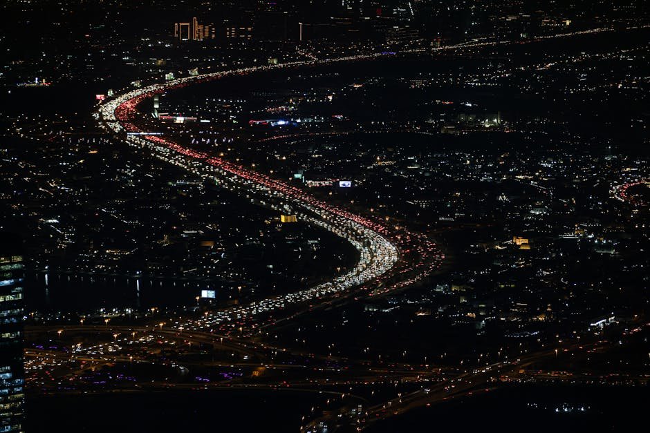 Free stock photo of above city, aerial cityscape, city at night