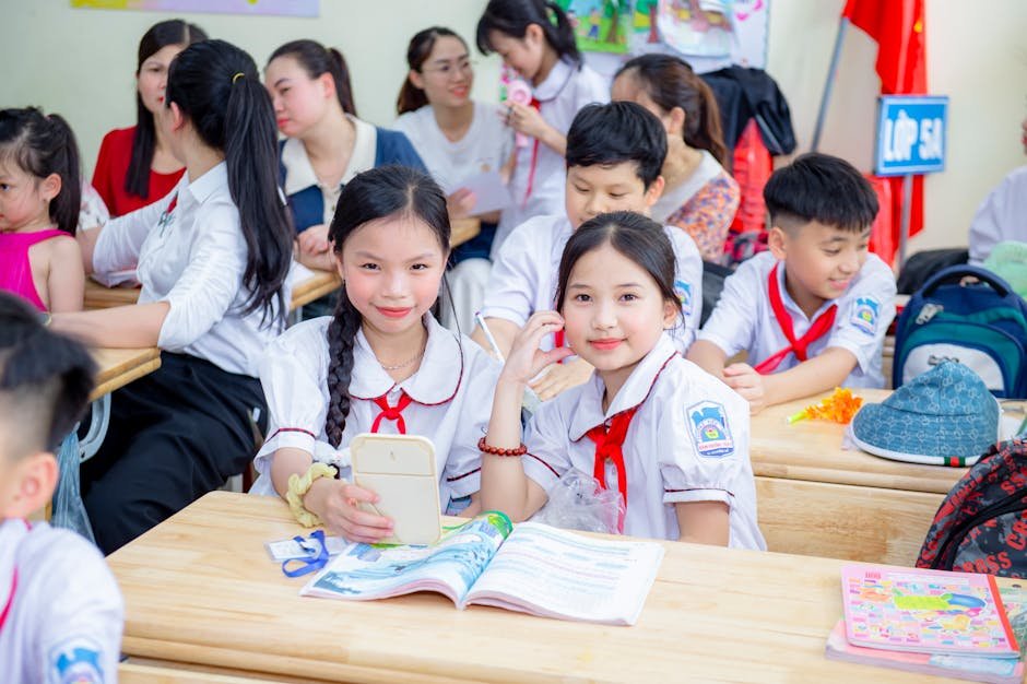 Students engaged in classroom activities in Hanoi, Vietnam.