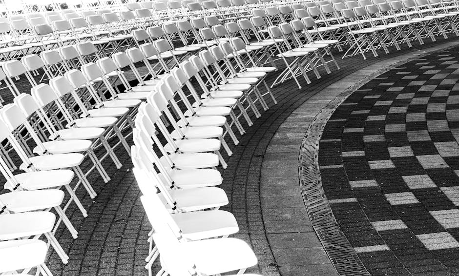 Free stock photo of black and white, pattern, rows of chairs