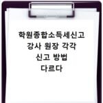 학원종합소득세신고 강사 원장 각각 신고 방법 다르다