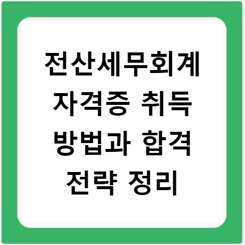 전산세무회계 자격증 취득 방법과 합격 전략 정리