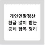 개인연말정산 환급 많이 받는 공제 항목 정리